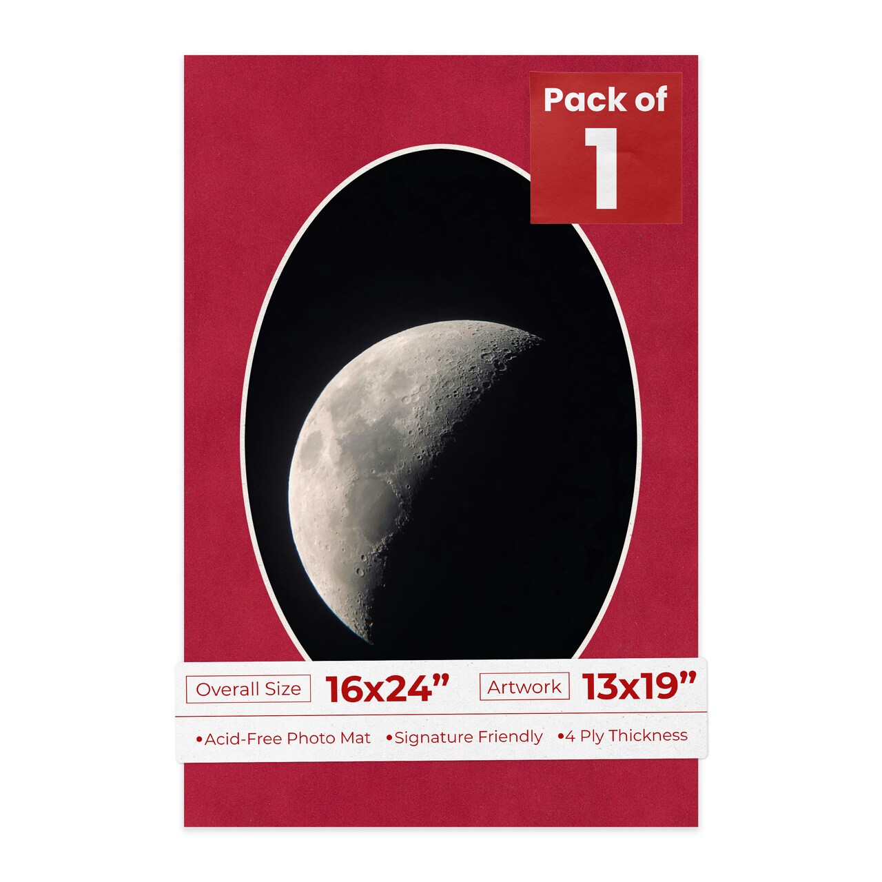 Red Suede Mat Board for 16x24 Frames - Oval Opening for 13x19 Photos
